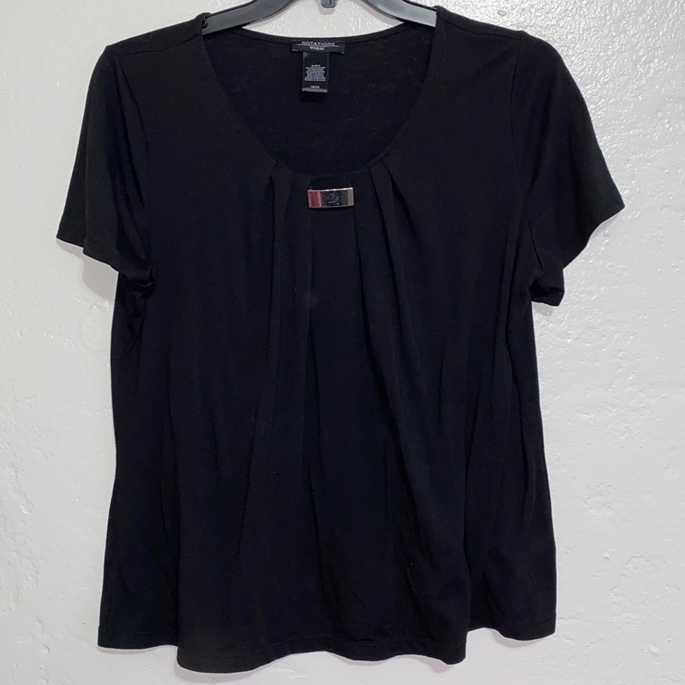Notations Black pleated Blouse size 1X